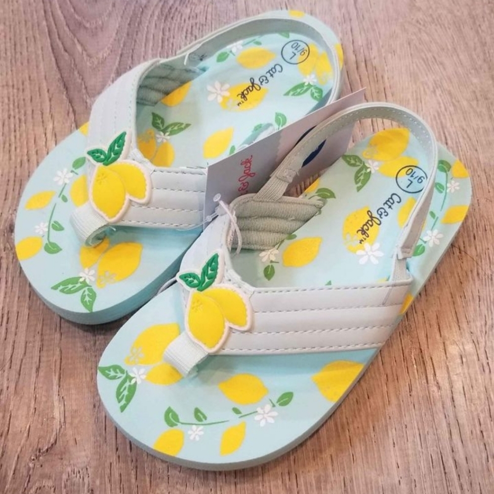 Toddler Lemon Ash Flip Flop Sandals - Cat & Jack toddler size L 9/10